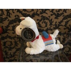 FAO Schwarz Llama Alpaca White Plush Stuffed Animal Toy W/Rainbow Blanket tag